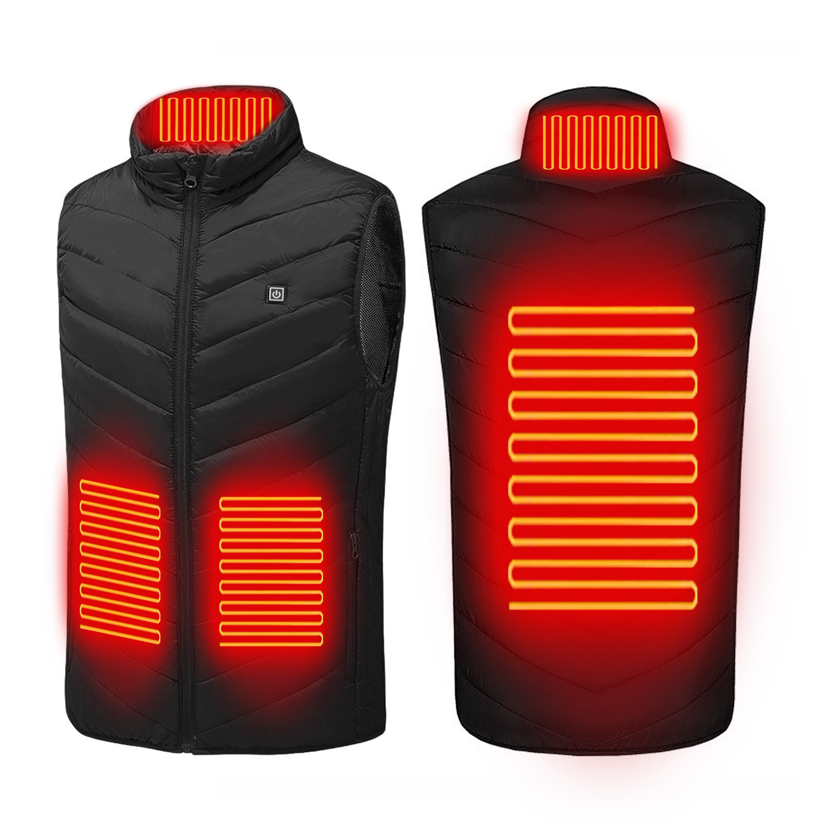 Unisex Adult USB Heated Vest – Electric Body Warmer For Winter – Black, Size 3XL, Polyester, Zip Closure