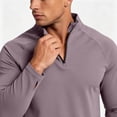 thumbnail image 6 of Men Fall Clothes,Athletic Shirts for Men Solid Color Long Sleeve 1/4 Zip Stretchy Sport T-Shirts with Thumb Hole Casual Gym Workout Top, 6 of 7