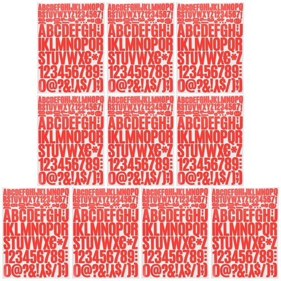 LOLIPPYY 10 Sheets Vinyl Letter Stickers Red Self Adhesive Alphabet and Number Stickers Waterproof for Mailbox Cars Boats