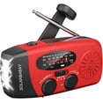 thumbnail image 1 of Radio solar de emergencia, radio con manivela autoalimentada con linterna LED, radio meteorológica AM/FM/WB con batería recargable de 2000 mAh para carga de emergencia de teléfonos, 1 of 5