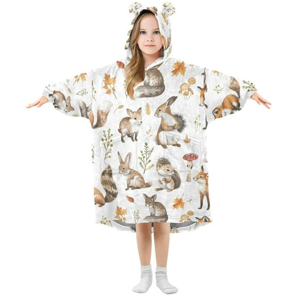 joogoo Wearable Blanket Hoodie for Cute Forest Animals Oversized Sherpa Hooded 3-14 YR M