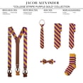 thumbnail image 4 of Jacob Alexander College Stripe Woven Extra Long Neck Tie for Big and Tall Men - Purple Gold, 4 of 5