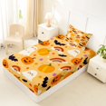 thumbnail image 4 of Feelyou Cute Ghost Pumpkin Twin Sheets, Kawaii Bat Rainbow Bedding, Orange, 3 Pieces, 1 Flat Sheet, 1 Fitted Sheet and 1 Pillowcase, 4 of 5