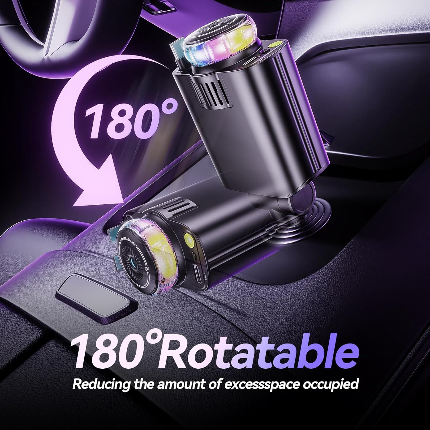 5 in 1 Retractable Car Charger with Aromatherapy and Starlight, USBC Car Charger Adapter, 69W Fast Charging Cars Phone Chargers, Cars Air Freshener Compatible for iPhone 16 15 14 13 12