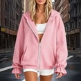 thumbnail image 2 of hotojiny Sweatshirt for Women Fall Zip up Hoodies Lightweight Ruffle Long Sleeve Workout Jackets Fashion Clothing, 2 of 6