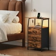 thumbnail image 2 of Eunos Small Nightstand with Charging Station and LED for Bedroom, 3 Drawer Dresser with Storage Shelfs, Wood Grain Print, 2 of 8