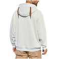 thumbnail image 3 of Lorytime Workout Hoodies for Men Solid Sweatshirt Long Sleeve Drop Shoulder Pullover with Pocket Tops White L, 3 of 8