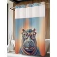 thumbnail image 2 of No Hook Shower Curtain with Snap-in Liner, Orange Blue Hippocampus Waterproof Fabric Bathroom Curtains, Funny Animals Modern Art Bath Curtains & Mesh Top Window 72"x96" Extra Long, 2 of 9