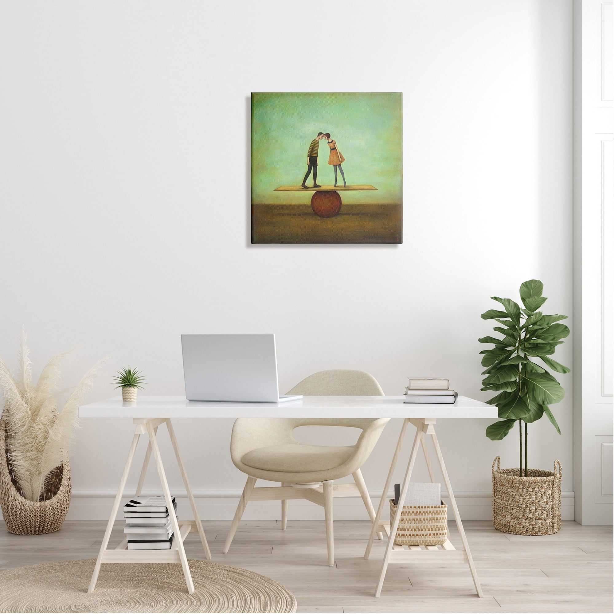Stupell Industries Surreal People Balancing Red Ball Together Painting Canvas Wall Art, 24 x 24, Design by Duy Huynh