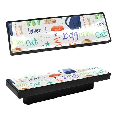 

4 Pcs Rectangle Cabinet Handle Cupboard Knob Drawer Pulls Handle Dog Cat Kitten Doodle Drawer Knobs with Screws Furniture Decor