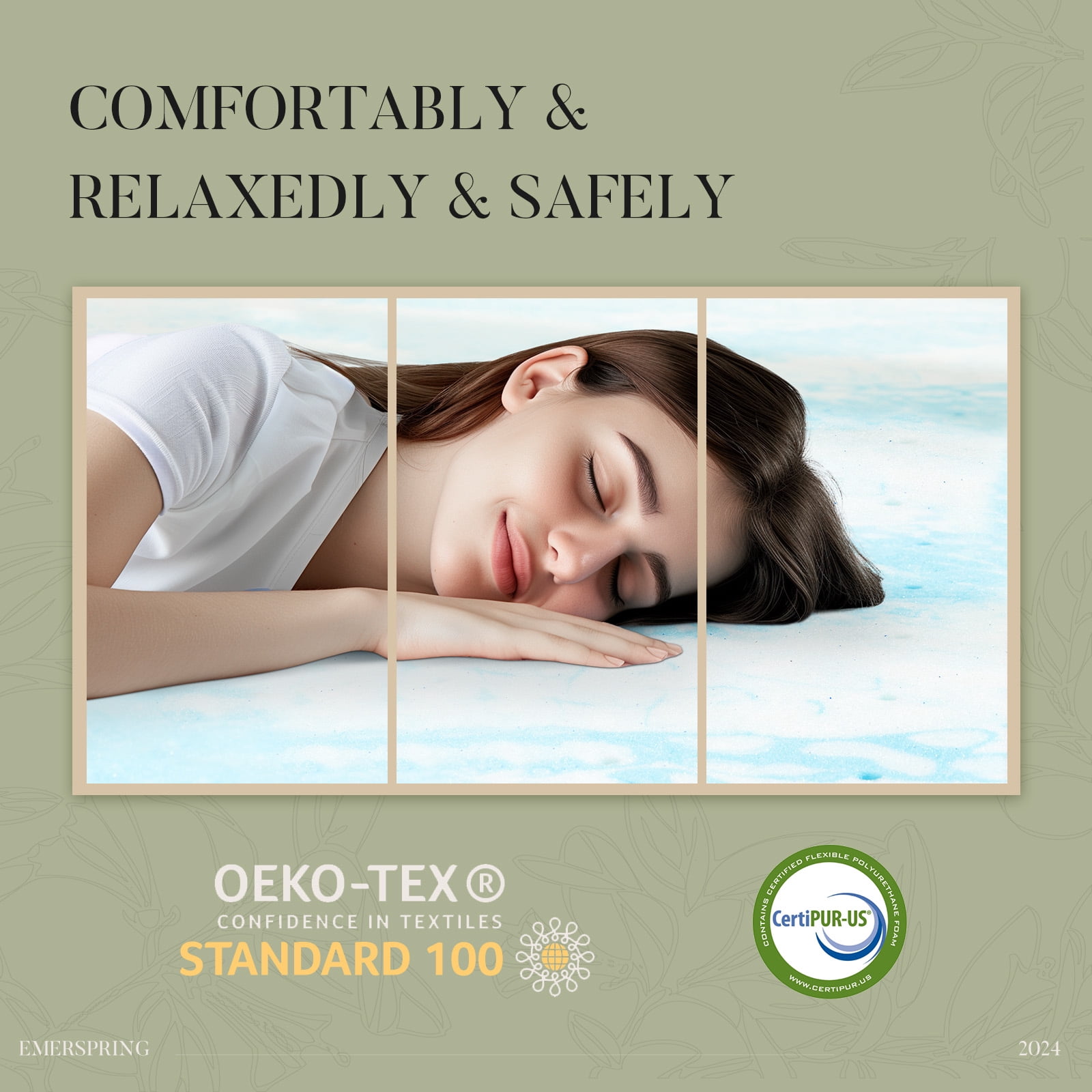 CONCETTA 3 Inch King Size Cool Gel Memory Foam Mattress Topper, CertiPUR-US Certified