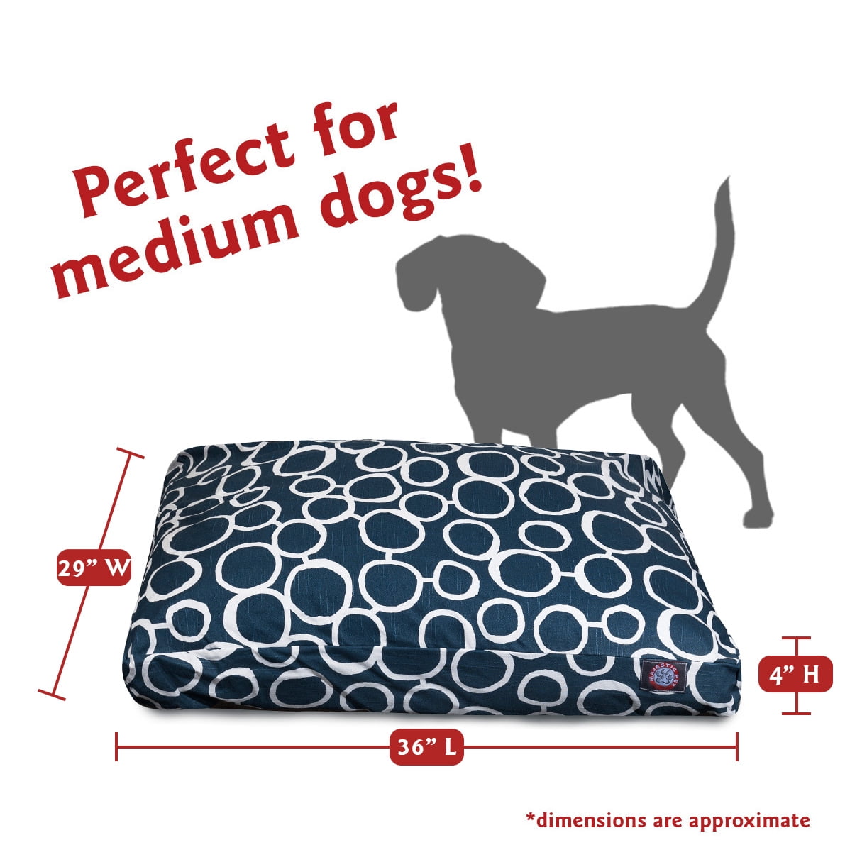 Majestic Pet | Fusion Rectangle Pet Bed For Dogs, Removable Cover, Navy, Medium