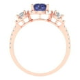 thumbnail image 4 of 1.46 ct Round Cut Simulated Tanzanite 3 Stone 14K Rose Gold Womens Engagement Ring, 4 of 5