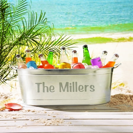 Galvanized Beverage Tub - Personalized Galvanized Family Name Beverage Tub or Tub with Stand