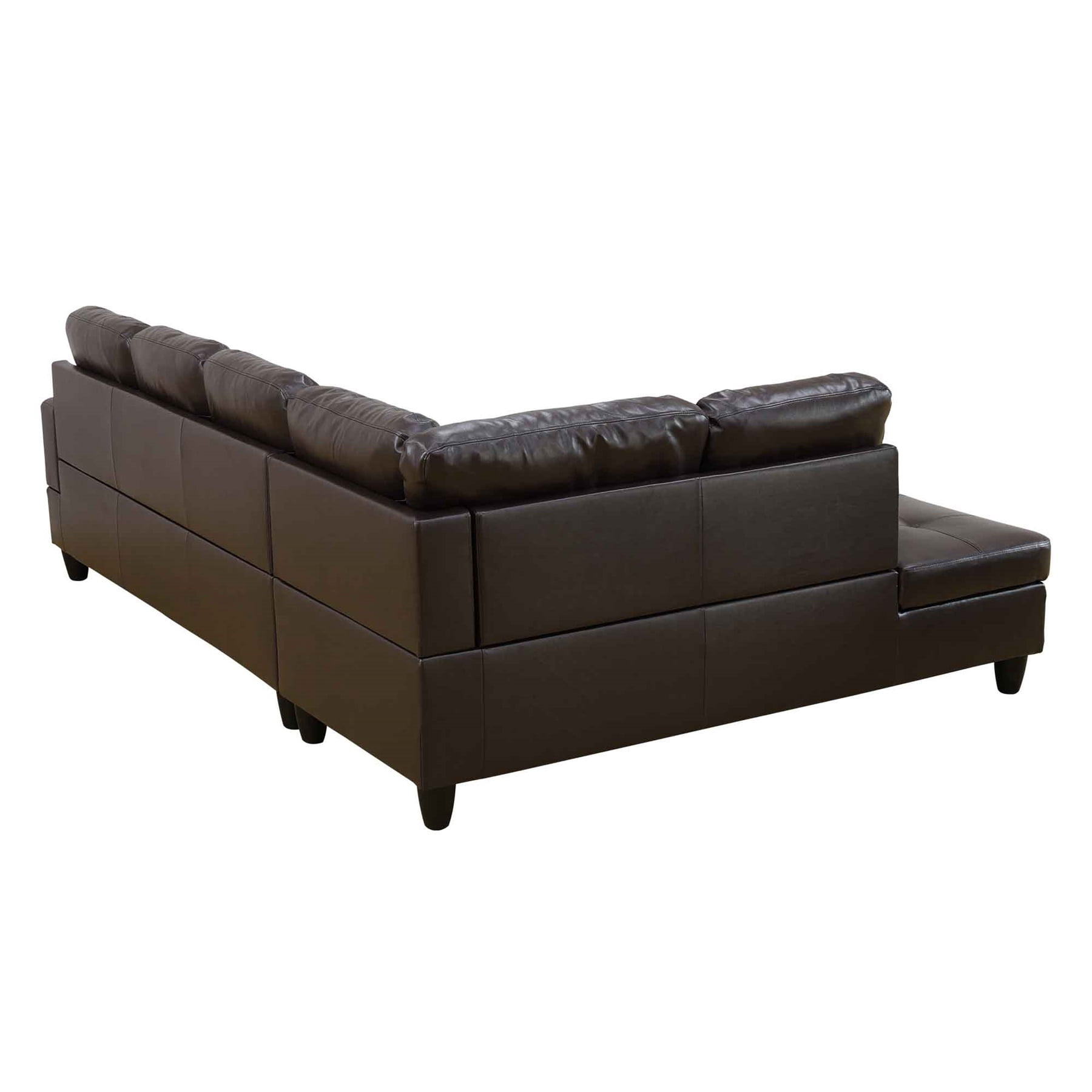 Hommoo 4 Seat Living Room Furniture Sets, Faux Leather Sectional Sofa, Modern L-Shaped Couches and Sofas Set for Home, Brown(No Ottomans)