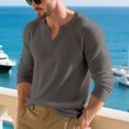 thumbnail image 6 of WTOBBY Men's Casual Long Sleeve Henley Shirt Three-Button Placket, Comfortable Solid Color, Fall and Winter T-Shirt for Daily Wear, Layering, and Relaxed Style,Dark Gray L, 6 of 7