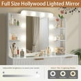 thumbnail image 4 of MIDOQIN Makeup Vanity Desk with Mirror and LED Lights, Fluted Makeup Vanity Table with Charging Station and Holder, Modern Glass Top Vanity Table with 5 Drawers for Bedroom, 4 of 7