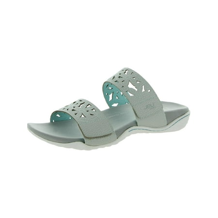 

JBU SPORT Womens Gray Adjustable Wildflower Round Toe Slide Sandals 6 M