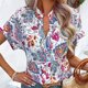 thumbnail image 3 of Camisa Camisas casuales para mujer Camisas con estampado floral con cuello en V de moda Tops de oficina (Azul XL) Cgtredaw Azul T XL para Mujer, 3 of 6