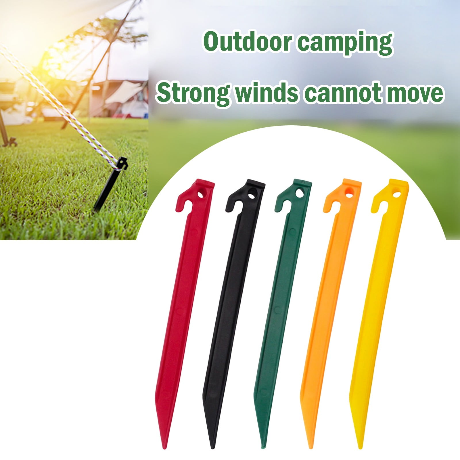 NUUUGTGB 8.8 Inch Plastic Inflatable Tent Stakes, 10Pcs Lightweight Ground Anchors, Anti-Slip Camping Nails for Tents, Canopies, Tarps, Garden Decoration & Outdoor Fixing