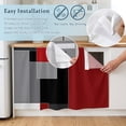 thumbnail image 5 of Red Black Grey Geometric Cabinet Curtain 35"Wx35"L, Dustproof Under Sink Skirt with Self Adhesive Tape, Abstract Modern Irregular Cabinet Curtain Cover for Kitchen Sink, Bathroom Vanity, Laundry Room, 5 of 9