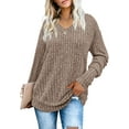 thumbnail image 4 of Womens Sweatshirts V Neck Long Sleeve Shirts Loose Casual Fall Fashion Sweaters S-2XL, 4 of 5