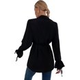 thumbnail image 2 of Blusa de manga larga para mujer con cuello de botón y lazo frontal Negro sólido M Negro sólido M Xishao ropa, 2 of 2