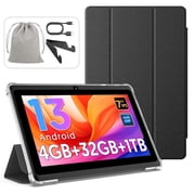 FITIFUN 7 inch Tablet Android 13 Tablets with Case, Stand, Storage Bag, 4(2+2)GB RAM 32GB ROM 1TB Expand, Quad-Core, HD IPS Display, Wifi, Dual Camera,Black