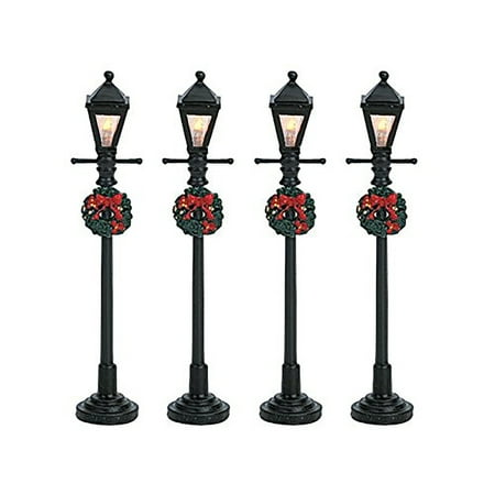 Christmas Village Lamp Post Lemax Mini Lamp Post Set Village Accessory Multicolored Resin 4 in. ()
