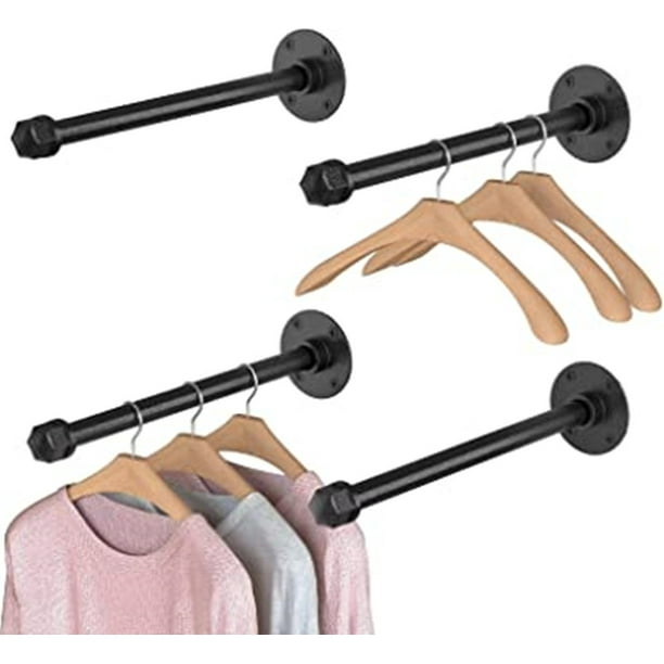 HEJULIK 4 Pcs 12 Inch Industrial Pipe Clothes Racks, Wall Mount Closet
