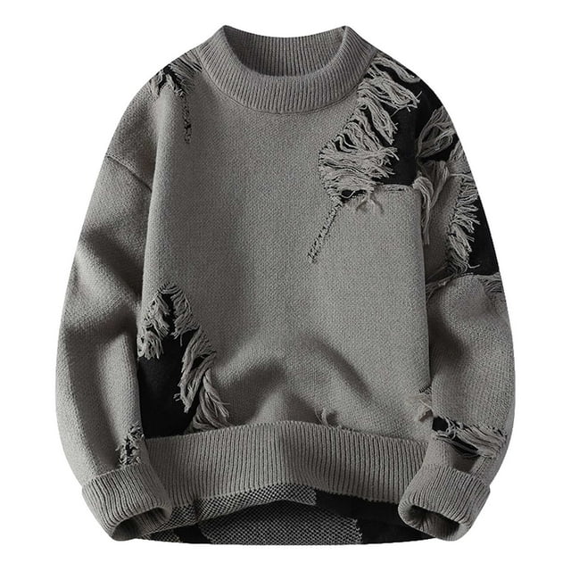 Gilet Chandail pour Hommes Col Rond Chaud Confortable à la Mode Automne Hiver Tricot Décontracté Couche de Base pour Jeunes Étudiants