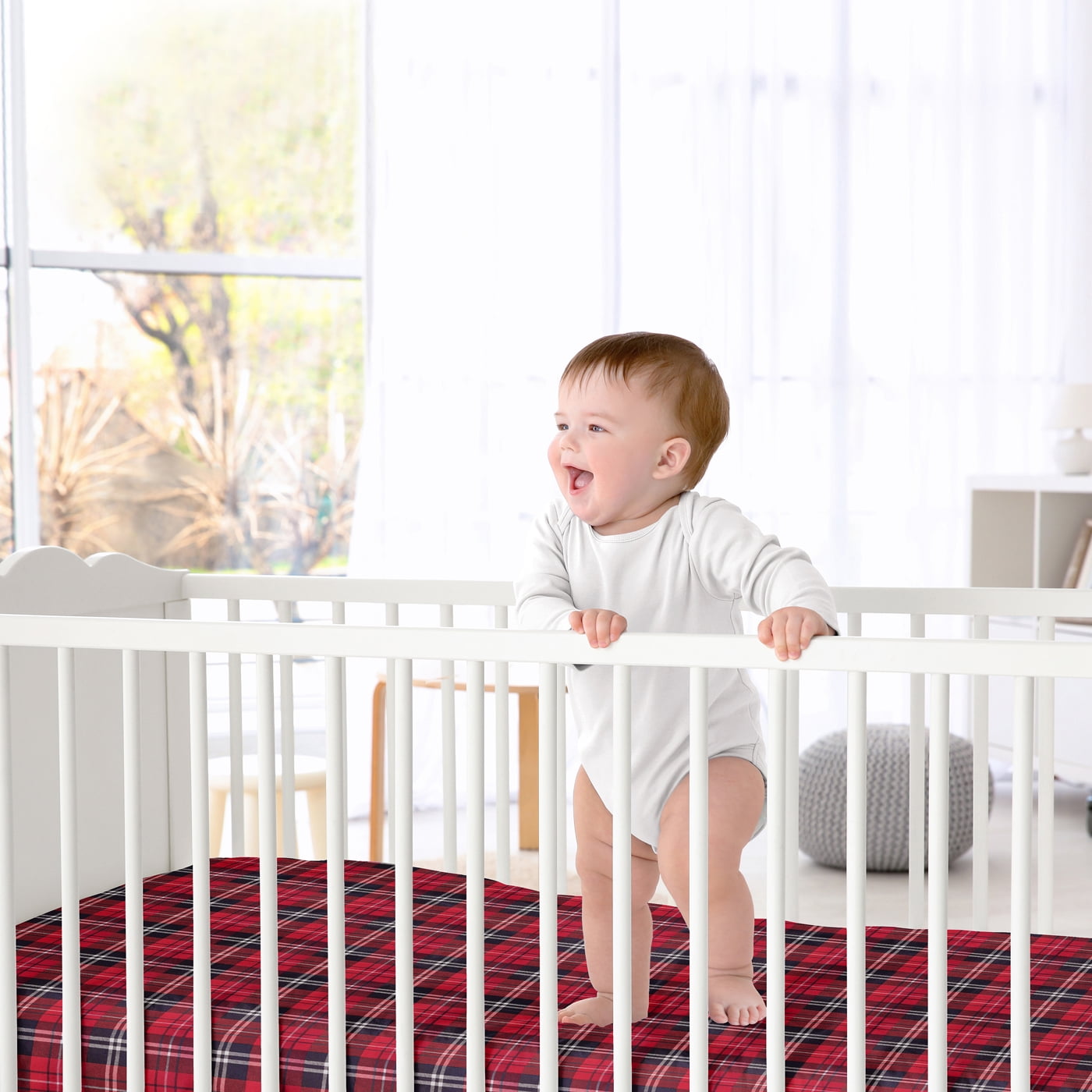 Sweet Jojo Designs Rustic Patch Red and Black Fitted Crib Sheet