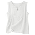 thumbnail image 4 of Cotton Linen Tank Tops，Workout Tank Tops Woman Beach Vacation Blouses Loose Fit Cami Summer Linen Tops For Women Summer 2026 Linen Tank Tops Running Tank Tops Linen Shirts For Women White L, 4 of 5