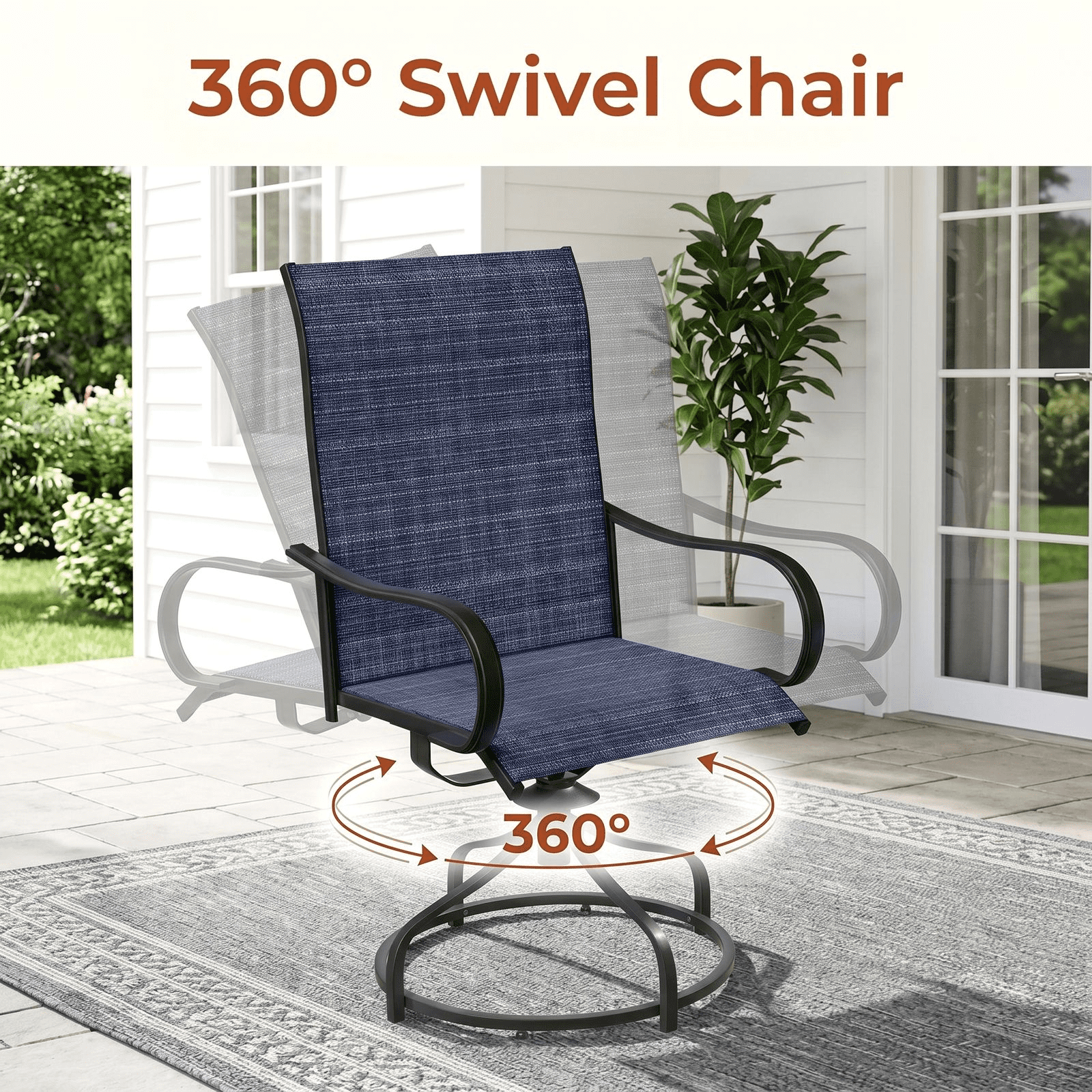 Arlopu Patio Swivel Chair Set of 4, All Weather Outdoor 360° Rocker Dining Chairs for Lawn Garden Backyard Deck, 330LBS