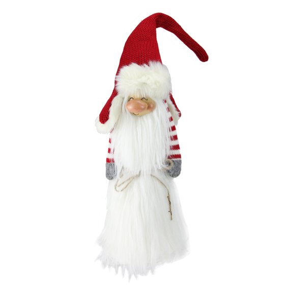 Northlight Slim Santa Christmas Gnome with White Fur Suit and Red Hat - 35" - Red and White