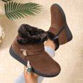 thumbnail image 6 of EKVAHL Snow Shoes for Women Fuzzy Faux Suede Ankle Booties Side Zipper Warm Lined Wedge Short Boots Lug Sole Anti-Slip Winter Walking Shoes Booties, 6 of 6