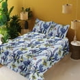 thumbnail image 2 of Ambesonne Wild Flowers Fitted & Flat Sheet with Shams 4 Pcs Set, Jungle Boho Lily Bloom, King, Apple Green Dark Lavender, 2 of 5