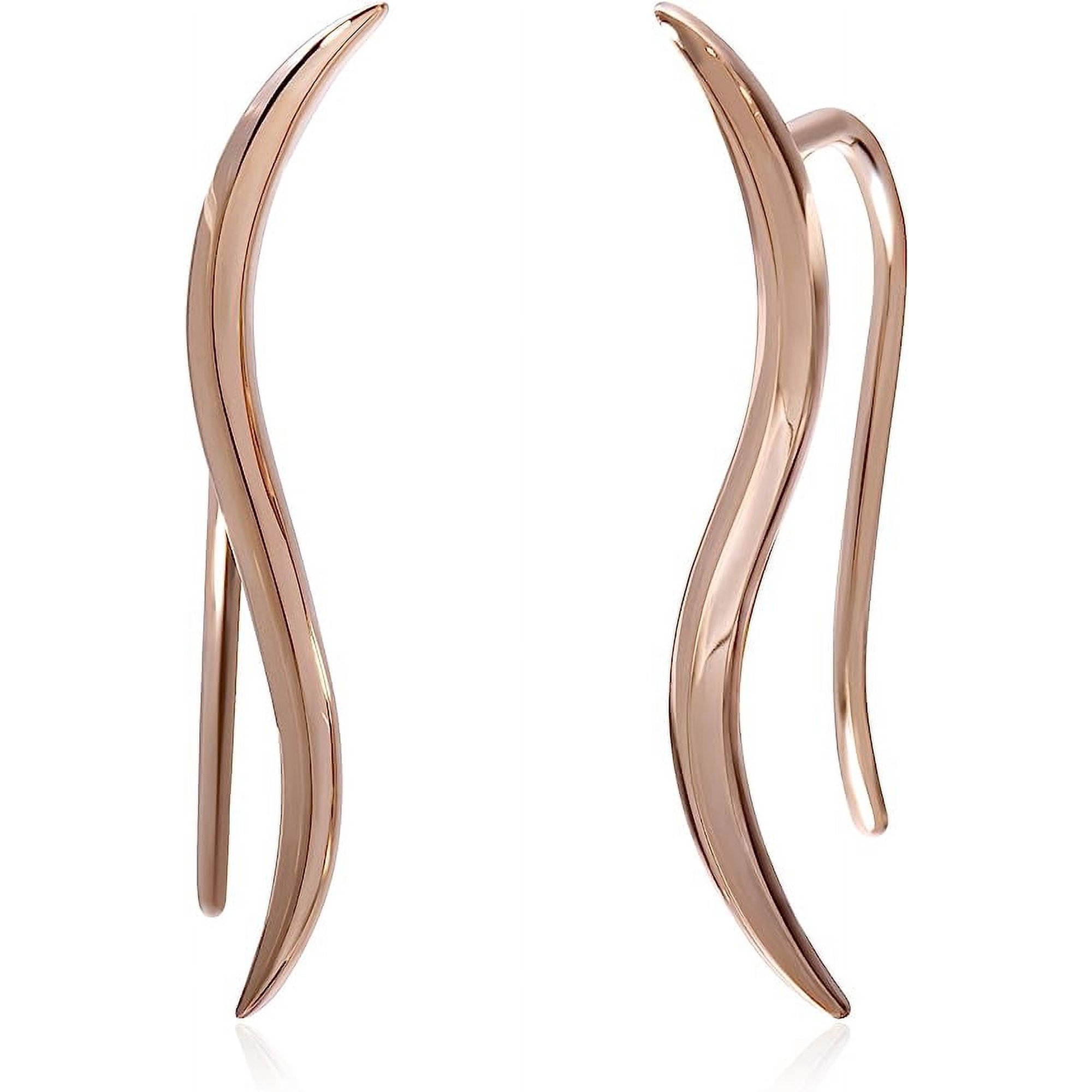 S.Leaf Sterling Silver Ear Climber Crawler Cuff Earrings - 925 Sterling Silver（Rose Gold）
