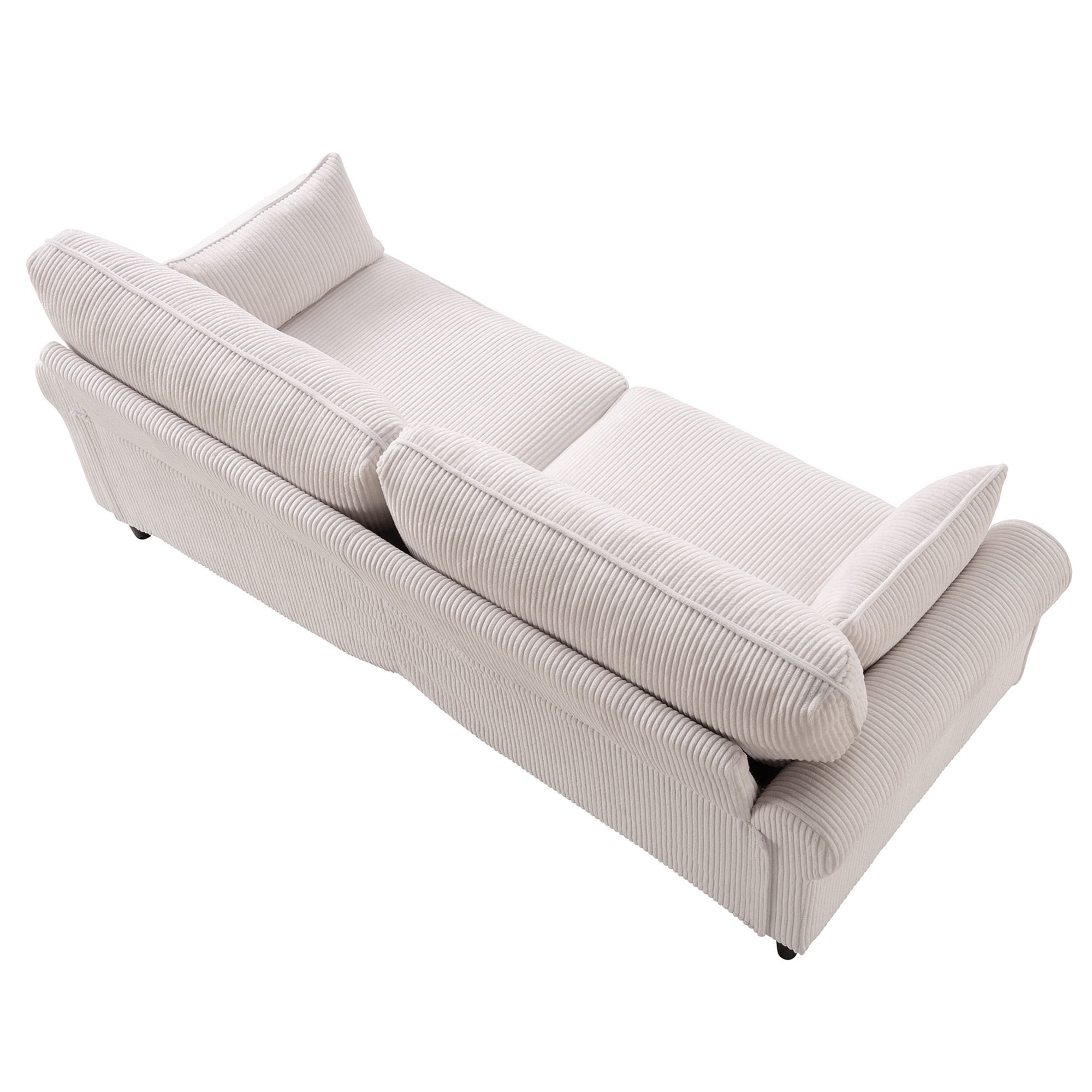 Lunale 80" Oversized Loveseat Sofa, Modern 2-Seater Cloud Couch for Living Room, White Corduroy