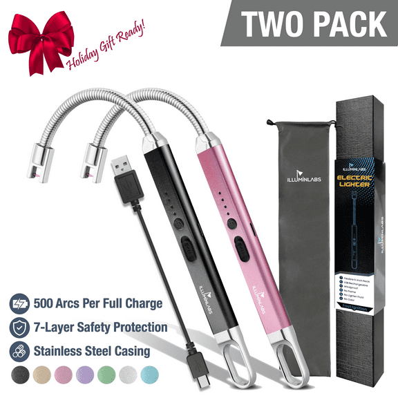 2Pack Electric Lighter - USB Rechargeable Candle Lighters, Long Grill Lighter W/ Flexible Neck, Windproof Flameless Plasma Lighter, Arc Lighter for Camping, Cigarettes & Stove