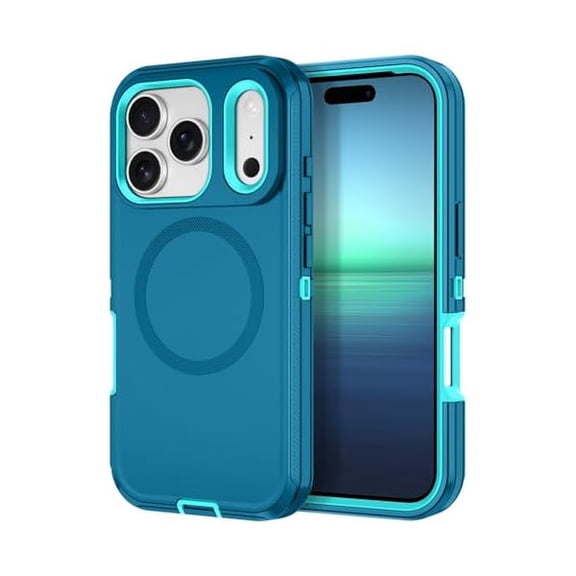 for iPhone 17 Pro Case [Compatible with MagSafe] Shockproof 3-Layer Full Body Protection [Without Screen Protector] Rugged Heavy Duty Cover Case for Apple iPhone 17 Pro 6.3" 2025,Turquoise