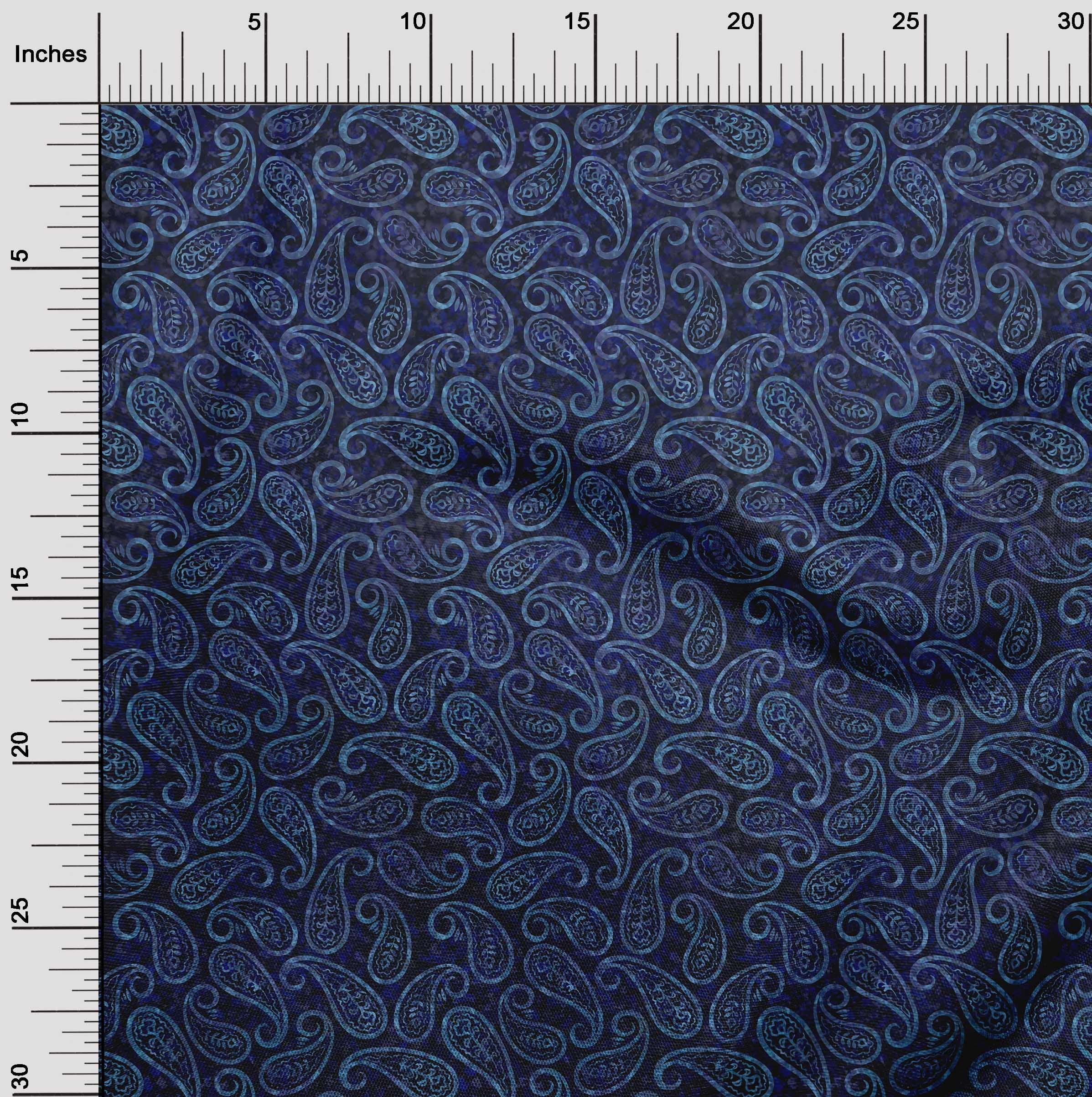 oneOone Cotton Poplin Blue Fabric Paisleys Quilting Supplies Print Sewing Fabric By The Yard 56 Inch Wide