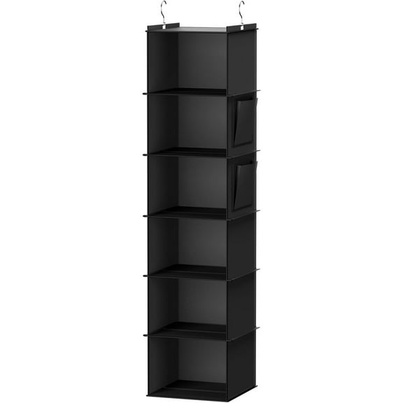 Hanging Closet Organizers and Storage, 6-Shelf Hanging Closet Shelves, Black