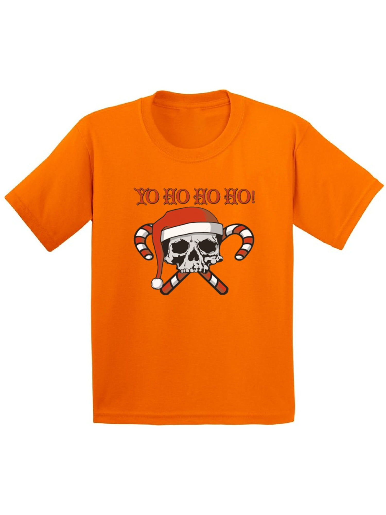 Yo Ho Ho Ho Santa Skull Candy Christmas Shirts for Kids Youth Christmas Tee