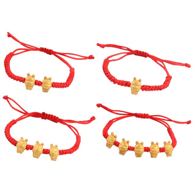 4Pcs Braided Bracelet Chinese Style Rabbit Design Woven Bracelet Zodiac Rabbit Bracelet