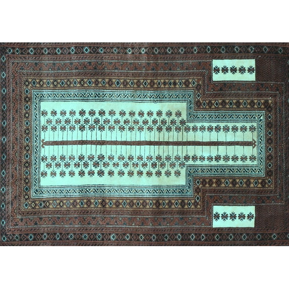 Ahgly Company Indoor Rectangle Persian Light Blue Traditional Area Rugs, 4' x 6'