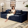 thumbnail image 5 of 71" Small Couches for Small Spaces, Memory Foam Cloud loveseat Corduroy Couch in a Box, Compressed Boneless Sofa for Living Room Bedroom, Apartment Furniture, No Assembly Required, Blue, 5 of 8