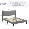 thumbnail image 2 of Queen Size Bed Frame, Luxurious Velvet Upholstery Platform Bed with Wingback Headboard, Wooden Slat Support, Easy Assembly, No Box Spring Need, Light Gray, 2 of 7