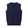 thumbnail image 4 of Riecok Sweater Vest Men Big and Tall Sleeveless V Neck Pullover Sweaters Lightweight Solid Winter Tops with Pockets Navy 2XL, 4 of 5