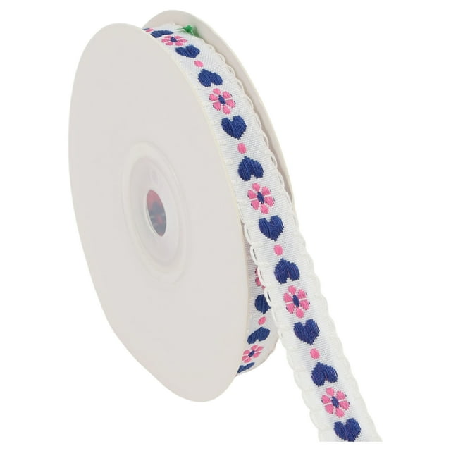 Cinta decorativa de regalo Unique Bargains 0.39"x29.53' Corazón Flor Rosa Rojo Azul Oscuro